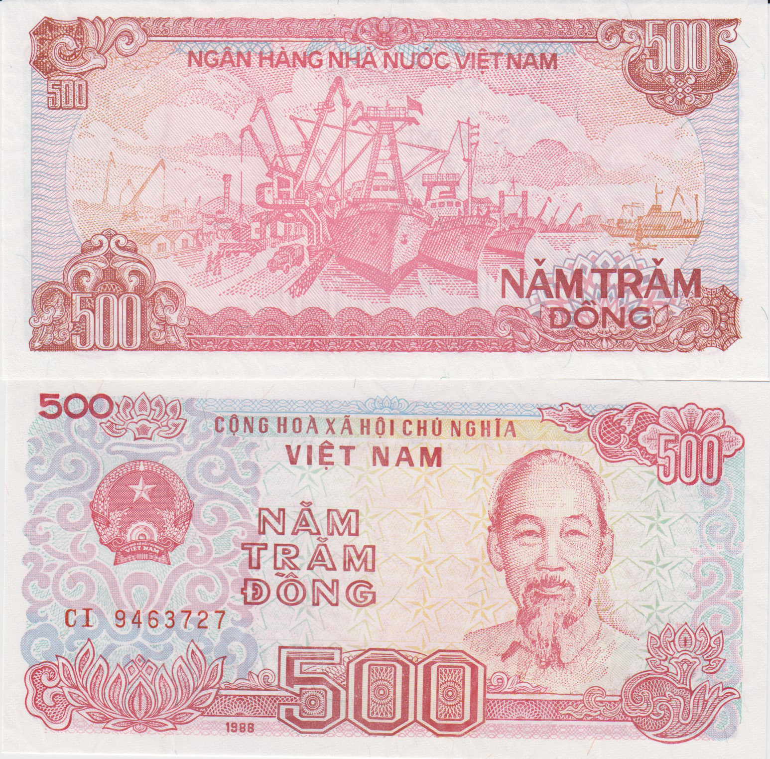 Vietnam 500 Dong 1988 H.C. Minh Pick# 101b UNC 10 Eu.
